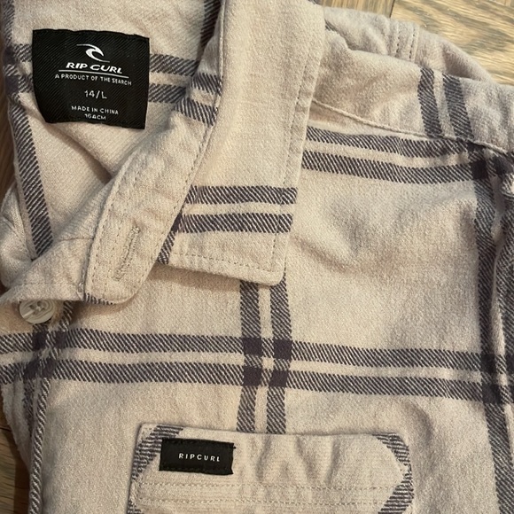 Boys Rip Curl Flannel shirt, size 14 L in beige - Picture 10 of 10